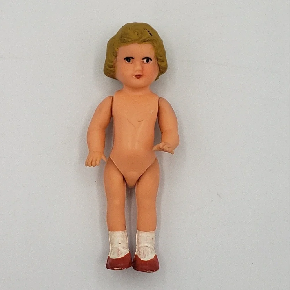 Vintage Rubber Doll 3''‎ Tall Moveable Arms & Legs German Made
